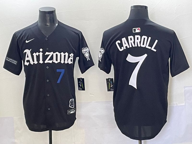 Men 2025 Arizona Diamondback #7 Carroll Black Five generations Joint Name Nike MLB Jersey style 12